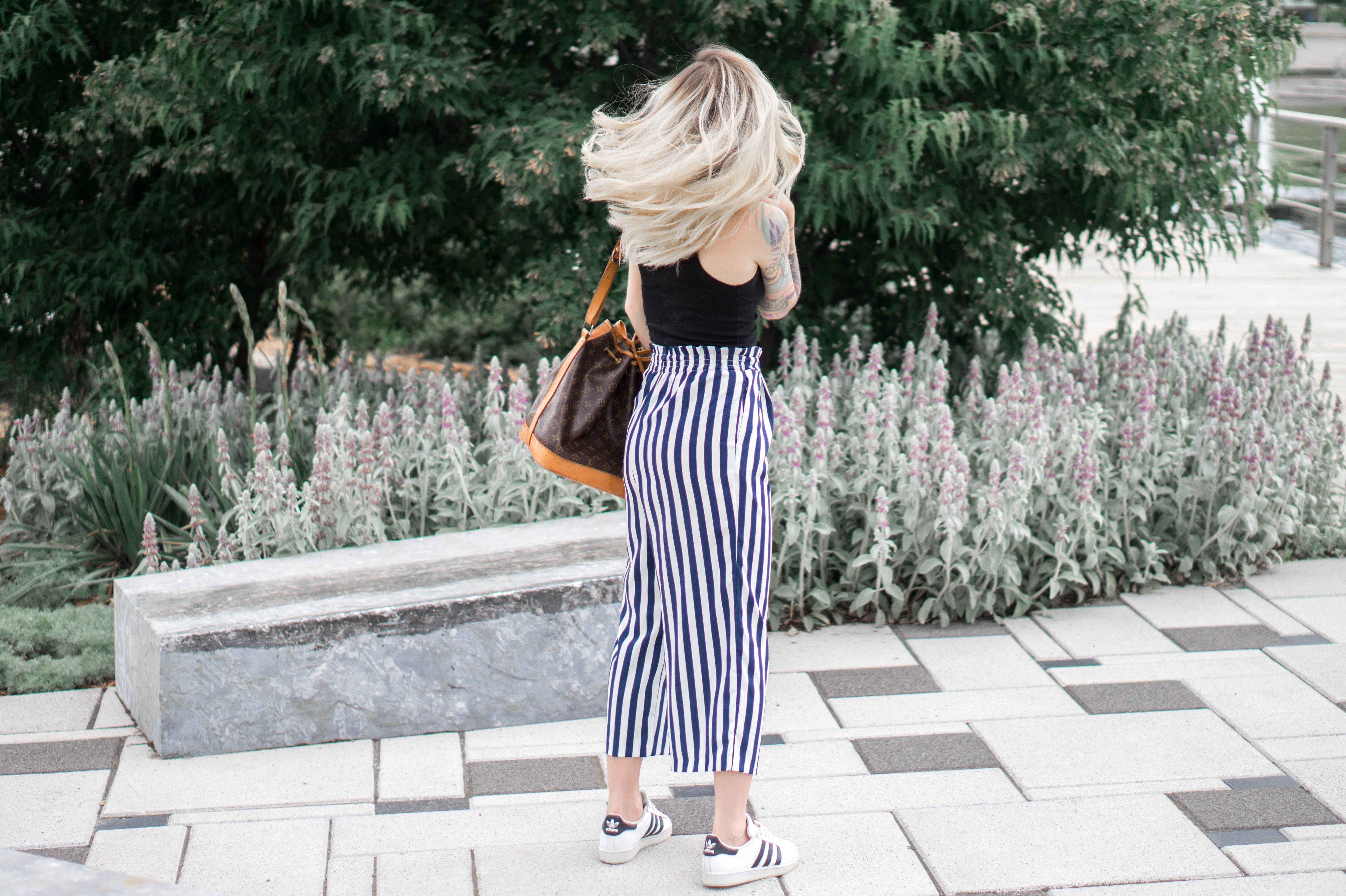 Striped culottes + crop top